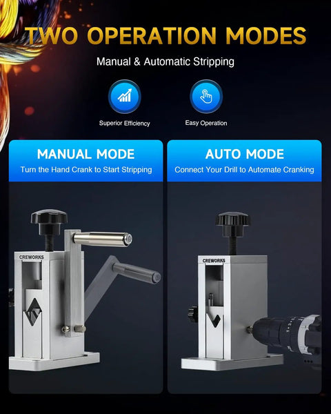 Drill Powered Wire Stripper Machine With Adjustable Feed Hole For Scrap Copper Wire 0.06 To 0.09 Inch in manual and auto mode