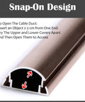 Self Adhesive Metal Cable Concealer For Floors And Desks Black Aluminum Cord Hider In Seventy Nine Inch Run cross-section