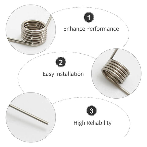 10 Pack Small Stainless Steel Torsion Springs 50mm Long 1.2mm Thick 11.4mm OD with 5 Turns and 120 Degree Rotation