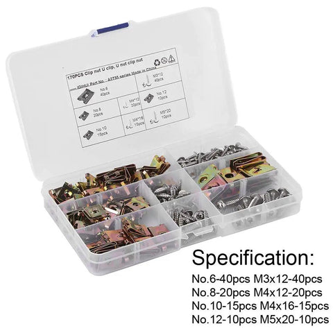 Heavy Duty Stainless Steel U Clamps And Speed Nuts Kit With Screws, Hella Tough Snap Fasteners For Quick Car Repairs, Easy Install Auto Hardware Pack In Sturdy Storage Box