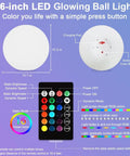 Cordless 16 Inch LED Glowing Ball Light With Remote RGB Color Changing Waterproof Glow Ball For Indoor Outdoor Mood Lamp
