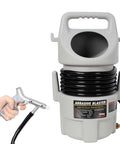 Heavy Duty Handheld Sandblasting Gun Kit With Portable Hopper, shows blaster gun and hopper setup for rust removal.