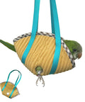 Green parrot in Extra Soft Yellow Bird Diaper Flight Suit For Small To Medium Parrots, Scratch Proof, Adorable Fashionable Walking Outfit
