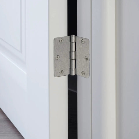 10 Pack Interior Door Hinges 3.5 Inch Square Satin Nickel One Quarter Inch Radius Steel Door Hardware Pre Lubricated