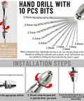 Hand drill with 10 pcs bits from 80 Piece Model Tools Kit For Gundam Cars Airplanes And Buildings Complete Hobby Building Tools Set