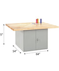 Industrial Grade Locker Workbench Featuring Dual Steel Doors And Thick Hardwood Top Built To Kick Some Serious Shop Butt Made In Usa, 64"x54", 33.25" height.