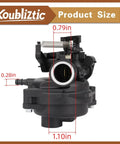 Front view of Carburetor Kit Replacement for Vortex 150cc Lawn Mower Models 21445 21442 21465 With Air Filter And Cover dimensions