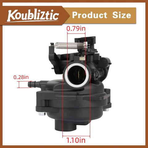 Front view of Carburetor Kit Replacement for Vortex 150cc Lawn Mower Models 21445 21442 21465 With Air Filter And Cover dimensions