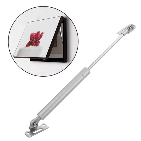 Sturdy Silver Iron Jewelry Box Hinges With Hydraulic Lift And 40N Support, showing hinge in action and detailed view.