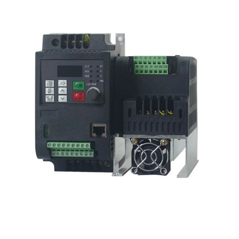 Top Tier High Torque CPLD Inverter VFD Smooth Motor Control 0 75 To 2 2 Kw 1 To 3 Hp Industrial Motor Driver Big Power Fast Response Works Like A Charm For Pumps Conveyors Dual Volts 220 Or 380 Volt Reliable Build Anywhere. black VFD drive with cooling fan and terminal blocks