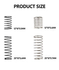51mm Oil Filled Dual Spring Shocks With CNC Long Threaded Dampers, showing four springs: 12x10x0.5mm, 12x10x0.6mm, 25x10x0.6mm, 25x10x0.7mm