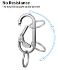 Rugged Titanium Carabiner Keychain Clip With Quick Release Minimalist EDC Key Hook And Bottle Opener shown with keyring and arrows