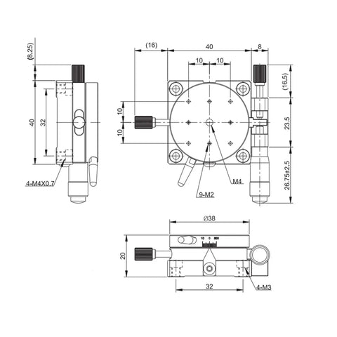 Pro Grade Fine Tune Rotation Stage For Optical Experiments With Precision Bearings And Smooth Sliding Aluminum Alloy Body With Black Anodized Finish Durable And Stable For Precise Angles And Fine Tuning In Measurements, Ø38mm