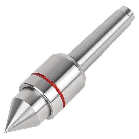 Eumtenr MT2 live center with 60° tip, red ring and cylindrical steel body