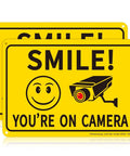 Two Pack Smile Youre On Camera Sign For Outdoor Video Surveillance Signs UV Printed Aluminum 10 By 7 Inches Rust Free