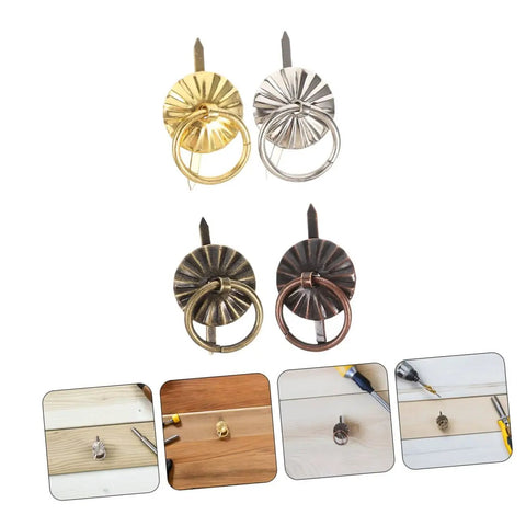 80 Piece Retro Mini Cabinet Pull Handles Rings With Drop Bail Knobs For Small Furniture Metal Drawer Pulls in various colors
