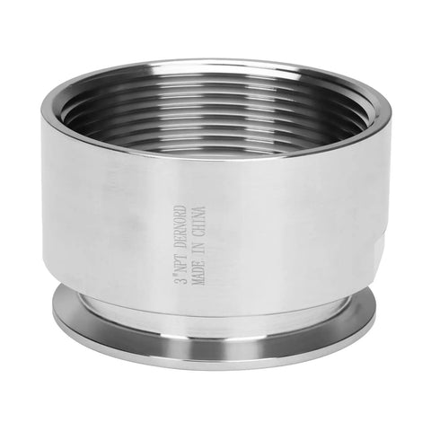 3 Inch Tri Clamp Adapter To 3 Inch FNPT Ferrule Sanitary Pipe Fitting Stainless Steel 304