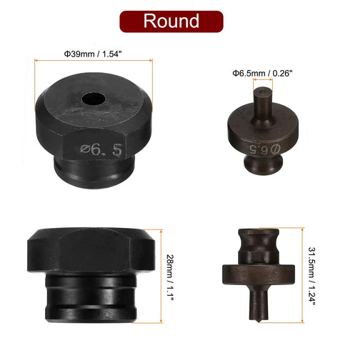 Heavy Duty Hydraulic Hole Punch Die 6.5mm Precise Round Hole Electric Punching Kit For MHP 20 dimensions diagram
