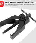 2 Claw Bearing Puller Set With Screw Rod For Auto Mechanics Pro Grade Bearing Separator Tool in black carbon steel.
