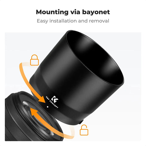 67mm Lens Hood Replacement for Canon RF 100-400mm f5.6-8 IS USM and EF 70-300mm f4-5.6 IS II USM bayonet mounting detail