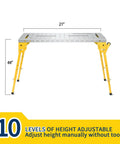 Heavy Duty Steel Welding Table, Kickass Folding Workbench With Smooth Rolling Casters, Adjustable Portable Clamping Bench For Garage Or Woodshop, Solid As A Rock 500 Pound Capacity, 44x21 inch with adjustable height.