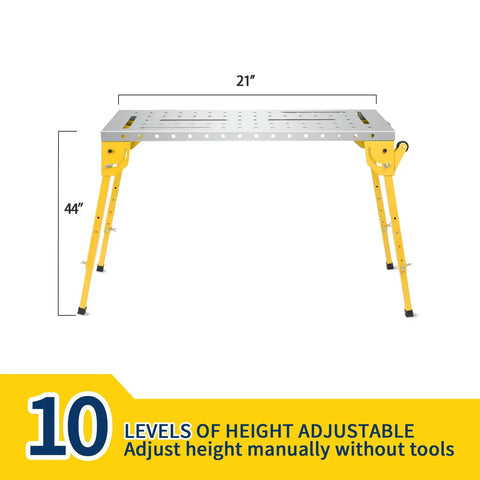 Heavy Duty Steel Welding Table, Kickass Folding Workbench With Smooth Rolling Casters, Adjustable Portable Clamping Bench For Garage Or Woodshop, Solid As A Rock 500 Pound Capacity, 44x21 inch with adjustable height.