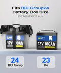 12V 100Ah LiFePO4 Battery With Built In 100A BMS For RVs And Golf Carts BCI Group 24 Low Temperature Protection