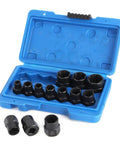 Bolt And Nut Removal Extractor Socket Tool Kit With Beast Grip For Tough Bolts, 3/8 Inch Square Drive, in a blue case