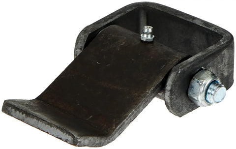 Formed Steel Strap Hinge With Grease Fitting 3.85 x 4.33 x 2.44 Inch Heavy Duty Black Hinge For Truck Bodies, Doors And Equipment, Built Tough For Towing, Toolboxes, And More On The Job. angled steel strap hinge with grease fitting and bolt hardware