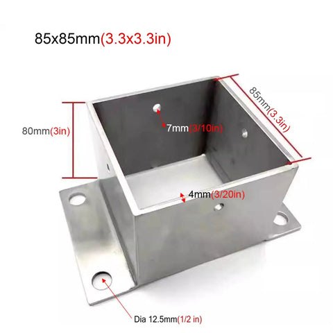 Built Tough Stainless Steel Square Fence Post Anchor Base With Heavy Duty Hardware For Concrete Or Wood Deck Yard Upgrade Rock Solid Railing Bracket System 85Mm X 85Mm 2 Pack
