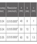Inner Caliper 8-150/13-200/15-300mm Digital Vernier Gauge(13-200mm) specifications table showing range and accuracy details.