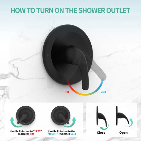 Matte black valve for Oversized 2 In 1 Shower Head And Handheld Combo With 6 Spray Settings Including Power Rain Massage Stay Warm Mist