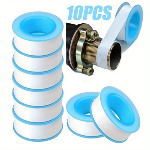 Ten Rolls PTFE Thread Seal Tape For Plumbing And Shower Heads Half Inch Wide Five Hundred Twenty Inches Each Roll Heavy Duty Leakproof Pipe Dope Tape For Water And Air Lines DIY Friendly