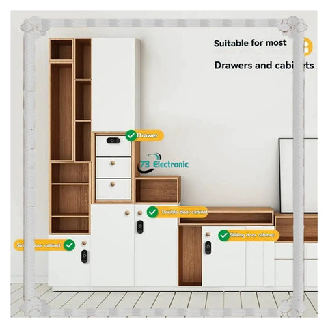 Wooden cabinets with integrated 24 Hour Delivery Tuya Smart Biometric Fingerprint Cabinet Lock For File Cabinets Kitchen Cupboards