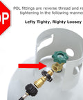 POL to QCC1 Propane Tank Adapter Brass Connector for Converting Old POL Tanks to Modern Type1 Hoses and Regulators installed