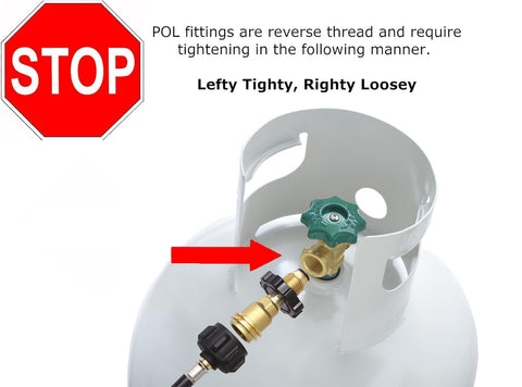 POL to QCC1 Propane Tank Adapter Brass Connector for Converting Old POL Tanks to Modern Type1 Hoses and Regulators installed