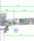Single Gate Latch With Strong Arm Sentry Style, Commercial Grade, Hot Dip Galvanized Steel, side view showing dimensions