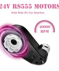 24V RS555 High Speed Motor Gearbox Upgrade Kit with 40000 RPM Replacement Gears for Ride On Toys, black and white gearbox