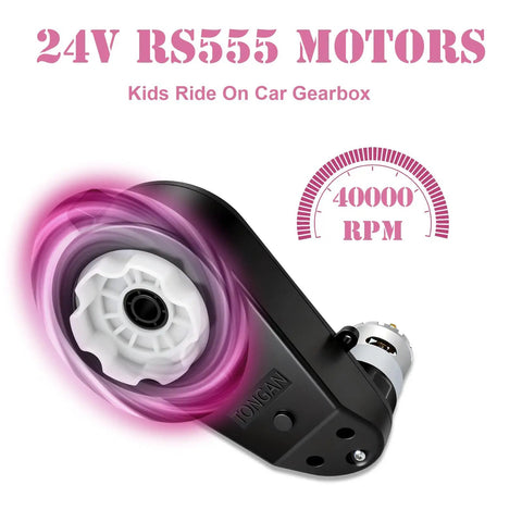 24V RS555 High Speed Motor Gearbox Upgrade Kit with 40000 RPM Replacement Gears for Ride On Toys, black and white gearbox