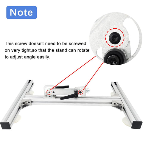 Front view of JQDML upgrade stand kit for a reciprocating cycle linear actuator; aluminum alloy, 180° rotation range.