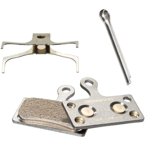 Complete set of G04Ti Metallic Disc Brake Pads with Titanium Backing Plate, including 1 bolt and 1 pad spring for real stopping power.