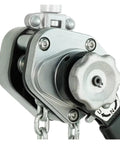 Compact Manual Lever Hoist With Aluminum Alloy Shell Super Portable Small Hand Pulling Chain Block Heavy Duty Lifting Gear For Quick 0.5 Ton Lift Projects And Job Site Work Anywhere close-up of hoist mechanism and handle.