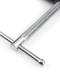 Close-up of smooth Acme thread and handle on Heavy Duty 6 Inch Malleable Iron C Clamp For Woodworking Metalworking And Automotive Projects