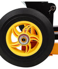 Heavy Duty Hydraulic Material Lift Stacker With Adjustable Forks, 440 Lbs Manual Pallet Jack Lift Cart wheel detail with rubber tire.