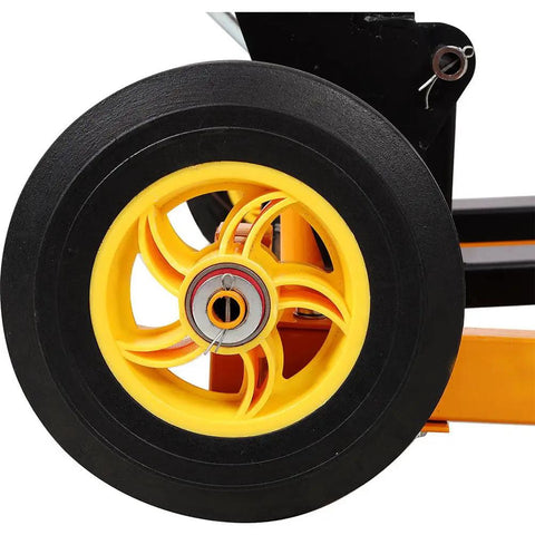 Heavy Duty Hydraulic Material Lift Stacker With Adjustable Forks, 440 Lbs Manual Pallet Jack Lift Cart wheel detail with rubber tire.