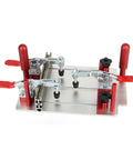 Router Table Coping Sled Pro Grade With Adjustable 0 To 48mm Clamp Width and 144.5mm Capacity Rails, red and aluminum design
