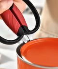 Heavy Duty Come Apart Kitchen Scissors For Chicken Meat And Veggies Easy To Clean Split Kitchen Shears being used to open a can