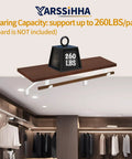 Heavy Duty Adjustable Closet Rod Brackets Two Pack Wall Mounted White design showing 260 lbs support capacity for stable storage.