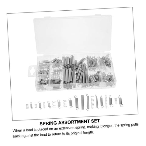 Ultimate 200 Piece Compression And Extension Springs Kit Assortment Set For Home Repairs, Vehicle Maintenance, And Electric Appliance Fixups You Need To Stock Up On Your Workshop Today. Clear plastic case with assorted steel springs