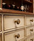 Retro Brass Cabinet Hardware Set With Greek Key Knobs And Hammered Texture, zinc alloy drawer pulls on vintage kitchen cabinet
